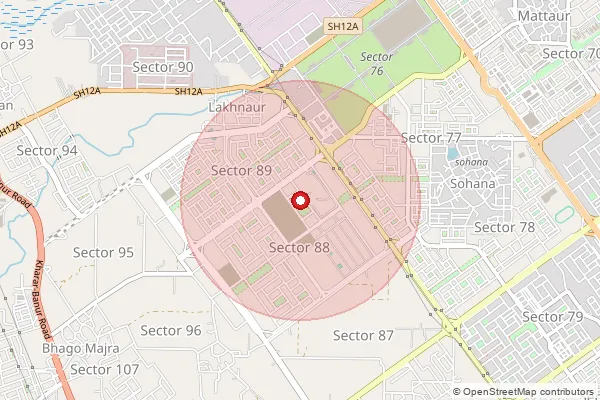 Map showing approximate area covered by Pincode 140308 — Kumbra Bo, S.A.S Nagar