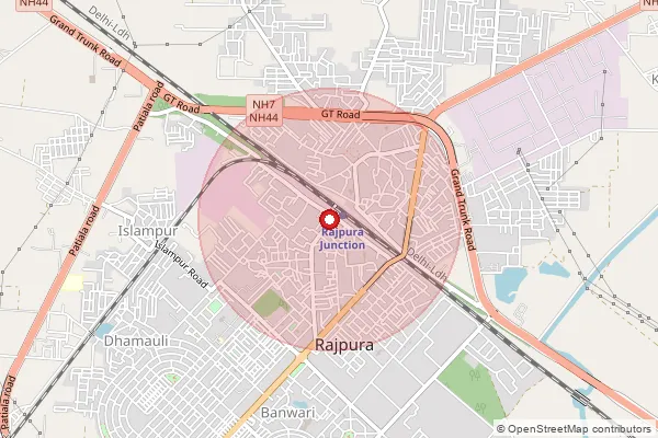Map showing approximate area covered by Pincode 140401 — Rajpura Ho, Patiala