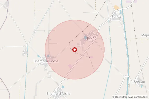 Map showing approximate area covered by Pincode 140405 — Bhamarsibuland Bo, Fatehgarh Sahib