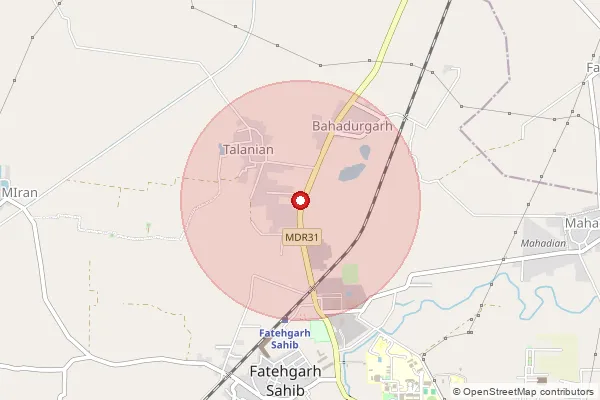 Map showing approximate area covered by Pincode 140406 — Harlalpur Bo, Fatehgarh Sahib