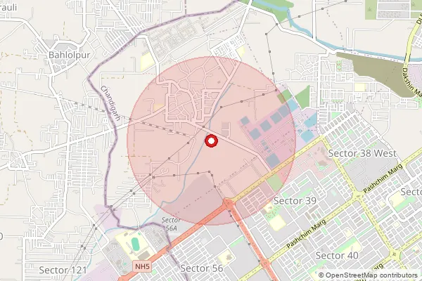 Map showing approximate area covered by Pincode 140602 — Buras Bo, Fatehgarh Sahib