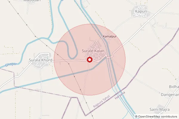 Map showing approximate area covered by Pincode 140702 — Marru Bo, Patiala