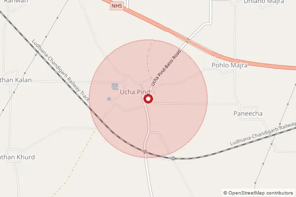 Map showing approximate area covered by Pincode 140802 — Amrala Bo, Fatehgarh Sahib