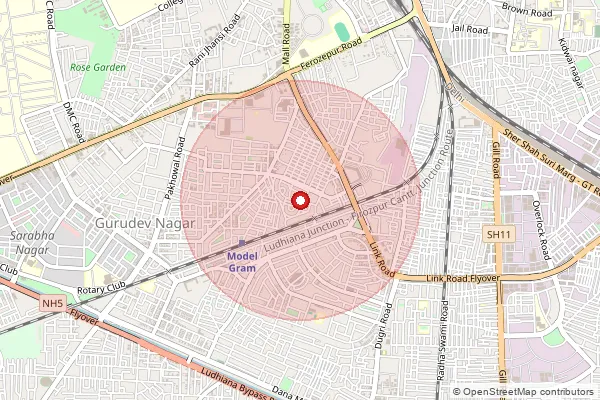 Map showing approximate area covered by Pincode 141002 — Model Town Ludhiana So, Ludhiana