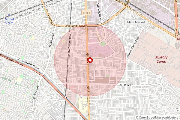 Map showing approximate area covered by Pincode 141003 — Shimlapuri So, Ludhiana