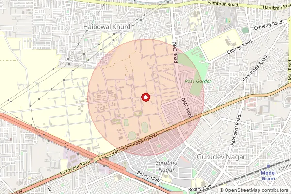 Map showing approximate area covered by Pincode 141004 — Pau So, Ludhiana