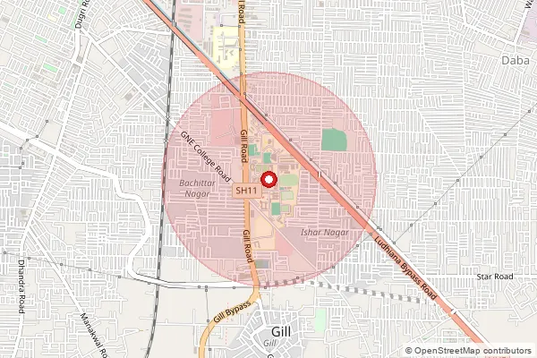 Map showing approximate area covered by Pincode 141006 — Gne College So, Ludhiana