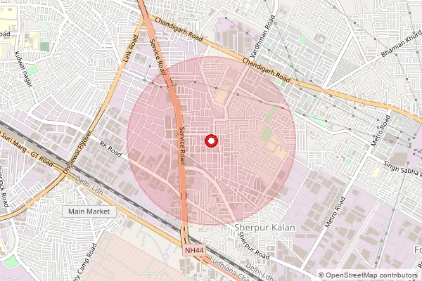 Map showing approximate area covered by Pincode 141010 — Jamalpur Awana So, Ludhiana