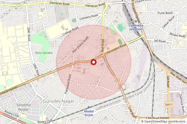 Map showing approximate area covered by Pincode 141011 — Nodal Delivery Centre Ludhiana, Ludhiana