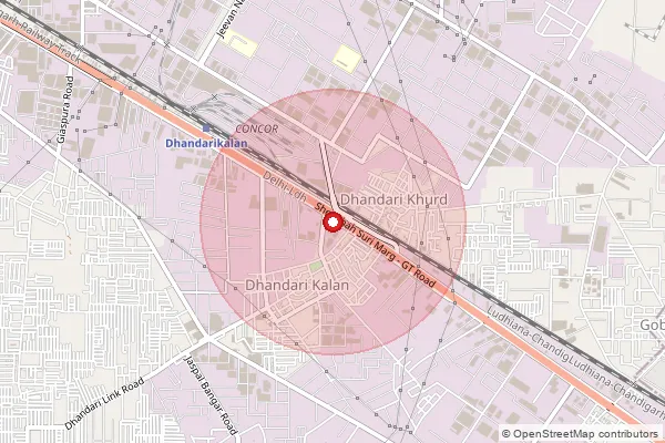 Map showing approximate area covered by Pincode 141014 — Daba Road So, Ludhiana