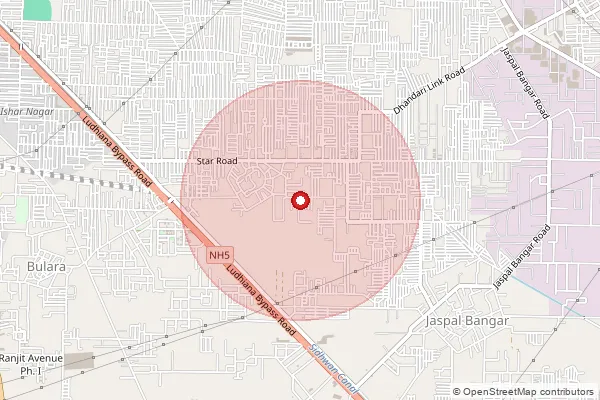 Map showing approximate area covered by Pincode 141016 — Lohora So, Ludhiana