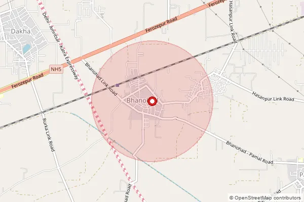 Map showing approximate area covered by Pincode 141102 — Gahaur Bo, Ludhiana