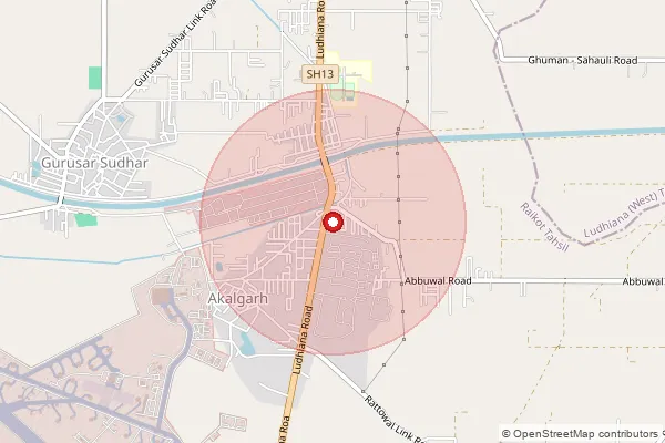 Map showing approximate area covered by Pincode 141106 — Halwara Aerodrome So, Ludhiana