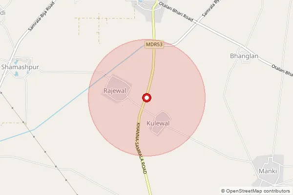 Map showing approximate area covered by Pincode 141114 — Bondli Bo, Ludhiana