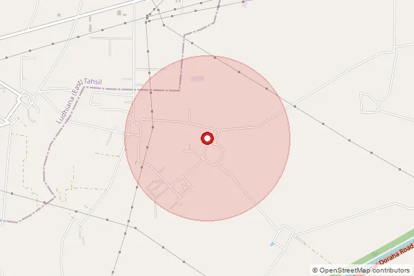 Map showing approximate area covered by Pincode 141115 — Hambowal Bo, Ludhiana