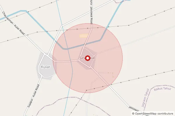 Map showing approximate area covered by Pincode 141116 — Jassowal Bo, Ludhiana