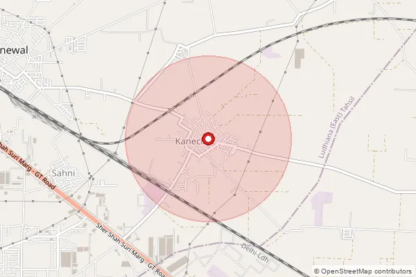 Map showing approximate area covered by Pincode 141120 — Tibba Bo, Ludhiana