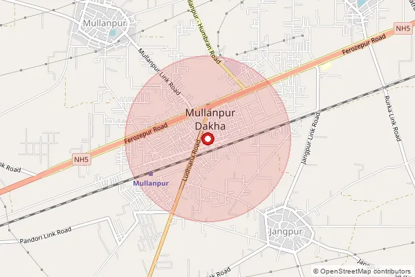 Map showing approximate area covered by Pincode 141123 — Sahibana Bo, Ludhiana