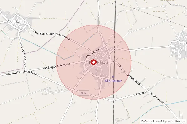 Map showing approximate area covered by Pincode 141201 — Kila Raipur So, Ludhiana