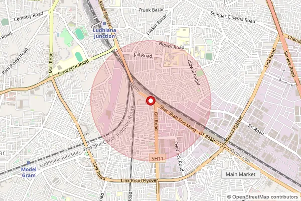 Map showing approximate area covered by Pincode 141203 — Mehma Singh Wala Bo, Ludhiana