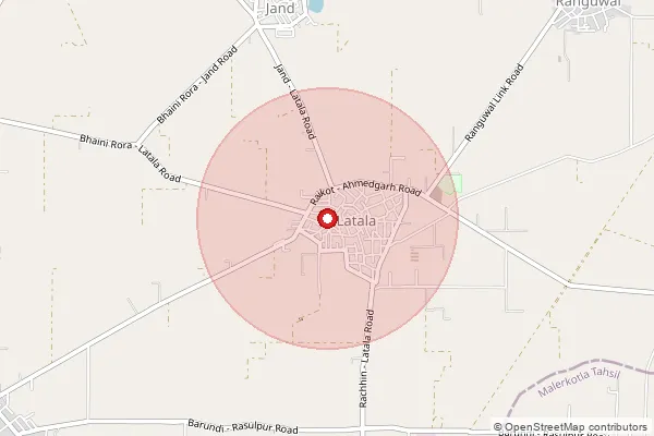 Map showing approximate area covered by Pincode 141205 — Maherna Kalan Bo, Ludhiana