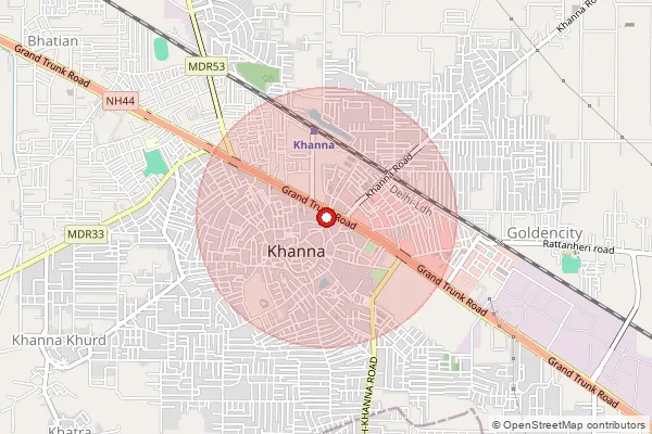 Map showing approximate area covered by Pincode 141401 — Khanna Ho, Ludhiana