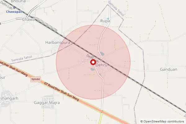 Map showing approximate area covered by Pincode 141412 — Ghungrali Rajputan Bo, Ludhiana