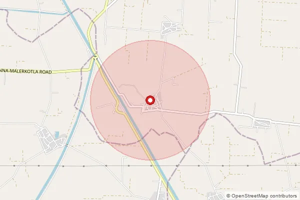 Map showing approximate area covered by Pincode 141415 — Bharthala Randhawa Bo, Ludhiana