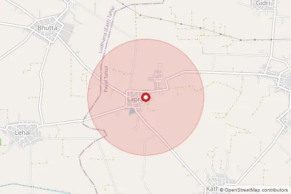 Map showing approximate area covered by Pincode 141421 — Doburji Bo, Ludhiana
