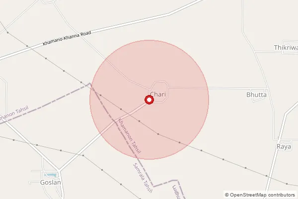 Map showing approximate area covered by Pincode 141801 — Chari Bo, Fatehgarh Sahib