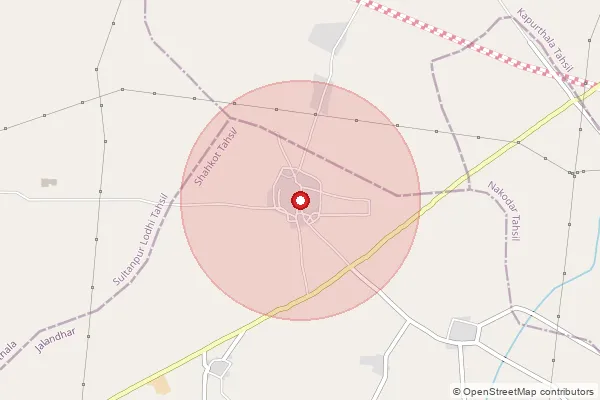 Map showing approximate area covered by Pincode 142023 — Jassowal Kalan Bo, Ludhiana