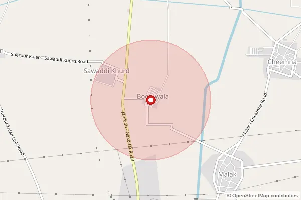 Map showing approximate area covered by Pincode 142024 — Barsal Bo, Ludhiana