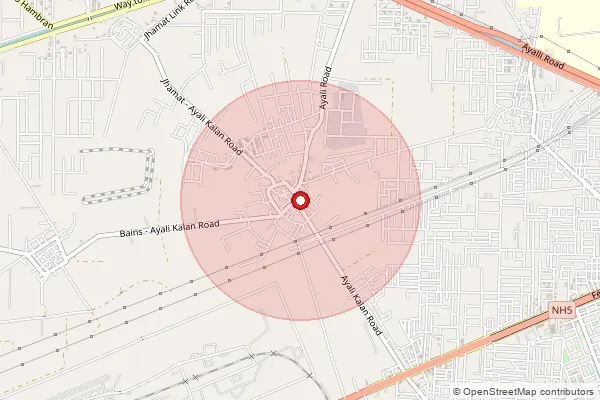 Map showing approximate area covered by Pincode 142027 — Ayali Kalan So, Ludhiana