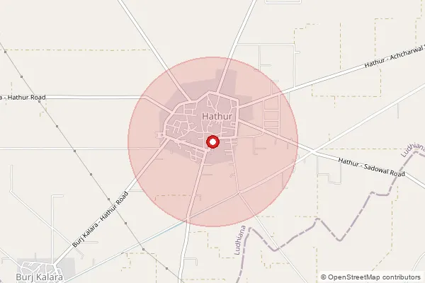 Map showing approximate area covered by Pincode 142031 — Hathur So, Ludhiana