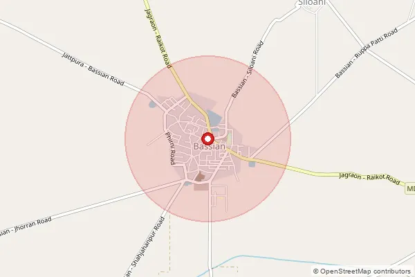 Map showing approximate area covered by Pincode 142032 — Nathowal Bo, Ludhiana