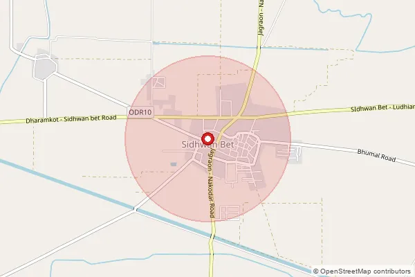 Map showing approximate area covered by Pincode 142033 — Gidderwindi Bo, Ludhiana