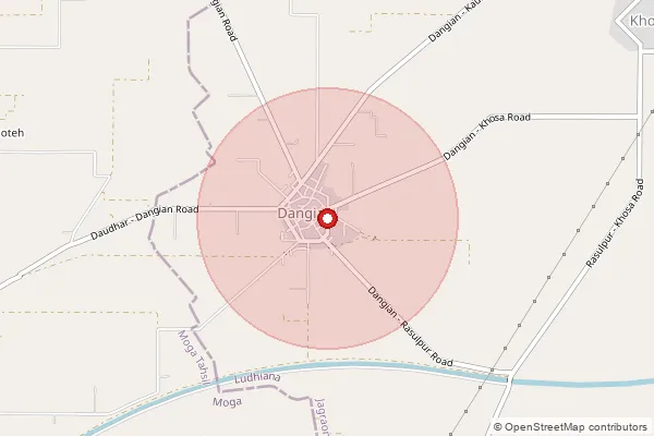 Map showing approximate area covered by Pincode 142035 — Rasulpur Bo, Ludhiana