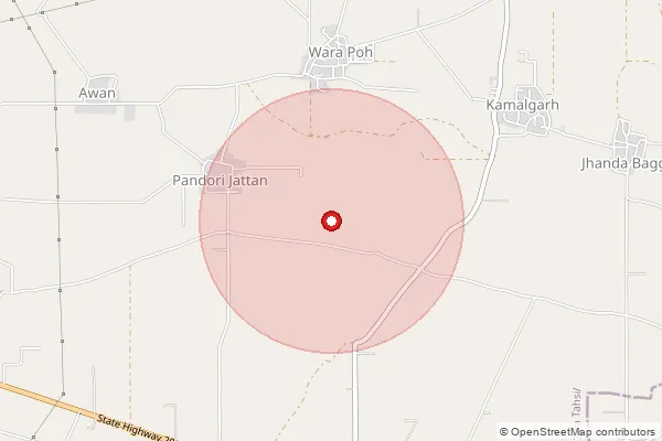 Map showing approximate area covered by Pincode 142036 — Nanaksar Bo, Ludhiana