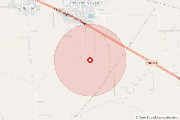 Map showing approximate area covered by Pincode 142038 — Budh Singh Wala Bo, Moga