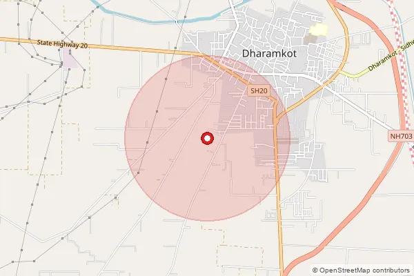 Map showing approximate area covered by Pincode 142042 — Kaila Bo, Moga