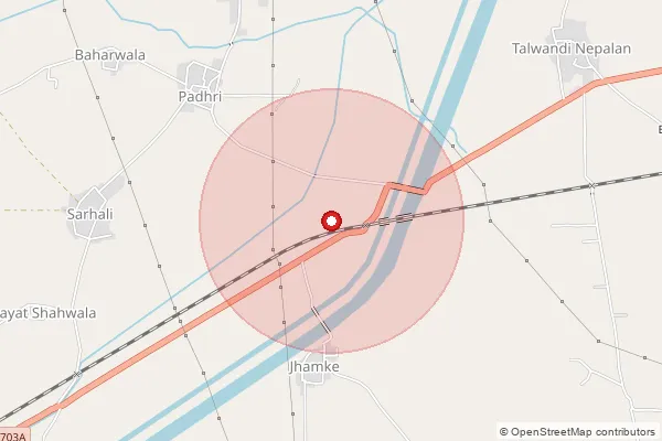 Map showing approximate area covered by Pincode 142044 — Pir Mohamad Bo, Firozepur