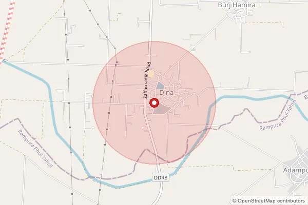 Map showing approximate area covered by Pincode 142046 — Khai Bo, Moga