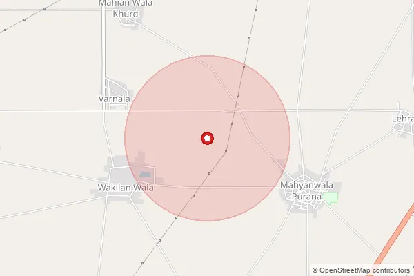 Map showing approximate area covered by Pincode 142047 — Dhandian Bo, Firozepur