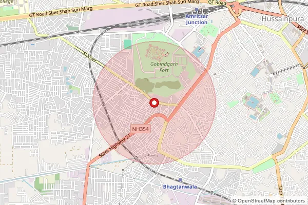 Map showing approximate area covered by Pincode 143001 — Amritsar Gpo, Amritsar