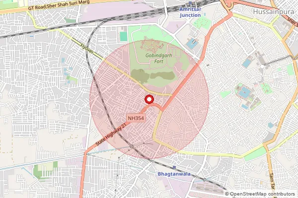 Map showing approximate area covered by Pincode 143006 — Gandhi Bazar So Amritsar, Amritsar