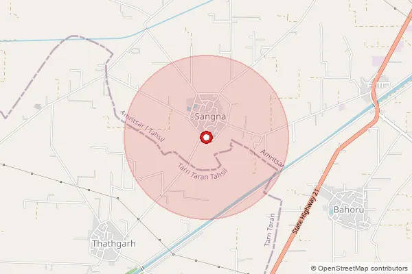 Map showing approximate area covered by Pincode 143009 — Bohru Bo, Amritsar