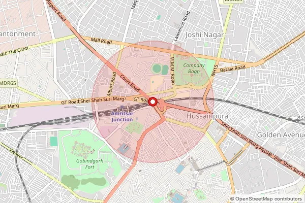 Map showing approximate area covered by Pincode 143101 — Bagga Bo, Amritsar