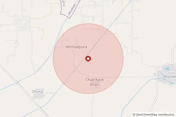 Map showing approximate area covered by Pincode 143111 — Bhorchi Rajputana Bo, Amritsar