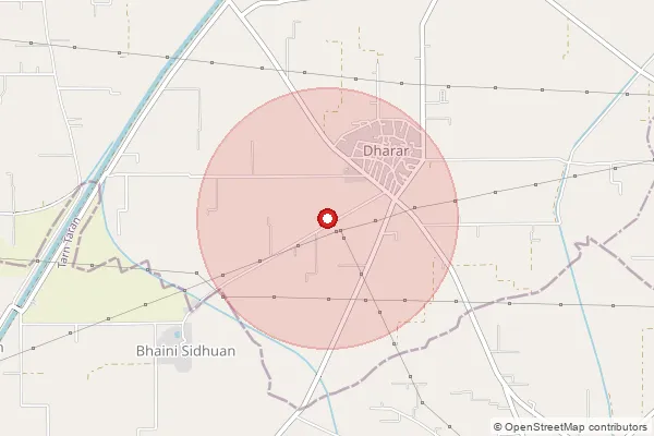 Map showing approximate area covered by Pincode 143115 — Dharar Bo, Amritsar