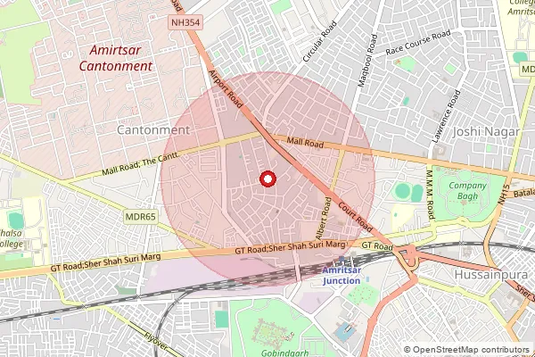 Map showing approximate area covered by Pincode 143118 — Vairowal So, Tarn Taran